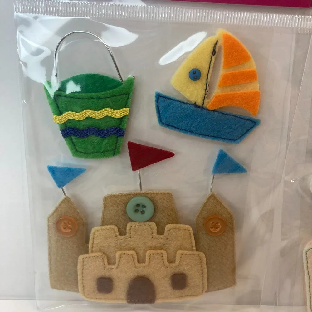 Scrapbook Embellishments Felt Stickers Beach Bee Boat Scuba Paper Crafts Cards